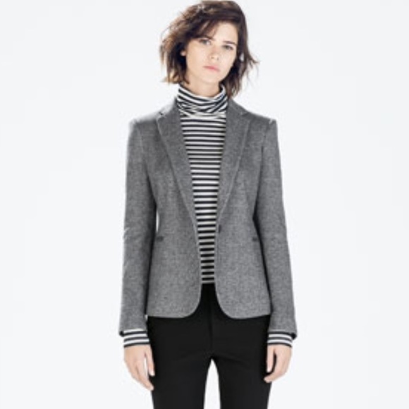 zara grey blazer womens